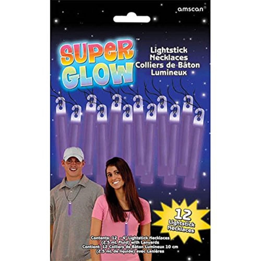 Amscan 345700.1 - Paquete económico de varillas luminosas de 4 pulgadas, morado, accesorio de fiesta, 12 piezas
