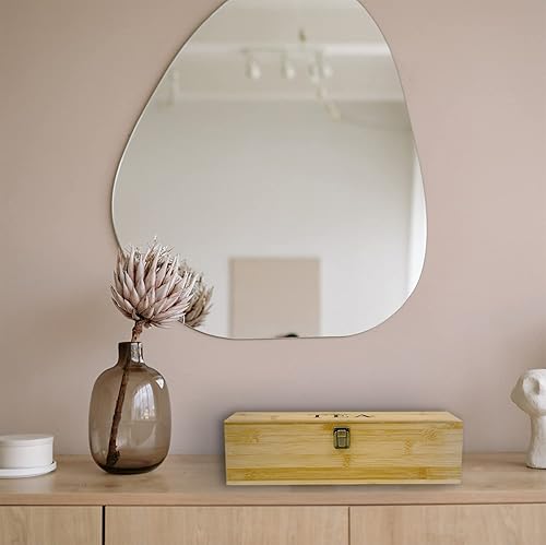 Miniatura 81 de Caja organizadora de té de bambú sin productos químicos, ecológica, grande, alta y ajustable, baúl de almacenamiento de madera natural