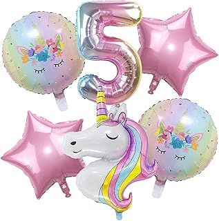 DUILE Unicorn Balloons Unicorn Birthday Party Decorations for Girls Foil Balloons Set Macaron and Rainbow Balloon Wedding Baby Shower Party Supplies (5)