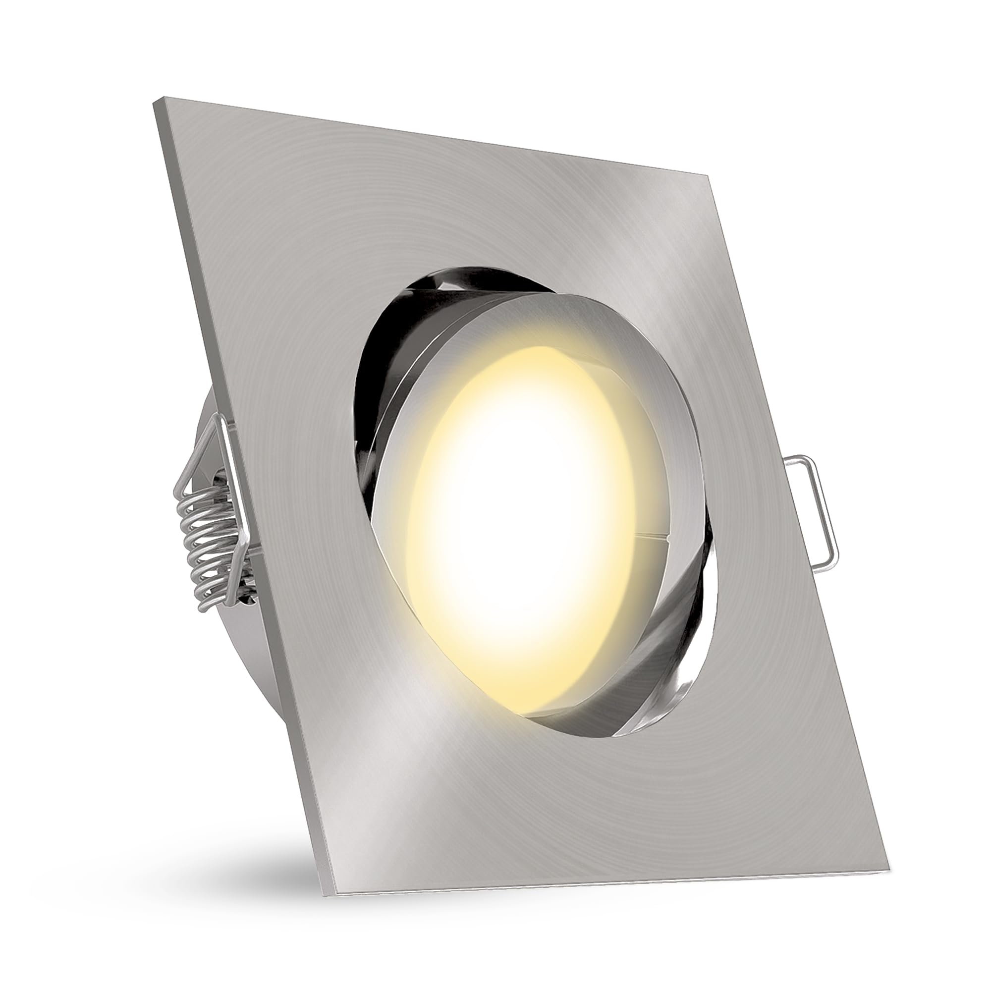 linovum LED Einbauleuchten Set 10 Stück - flache Einbaustrahler eckig schwenkbar in Edelstahl Optik inkl. LED 4W neutralweiß