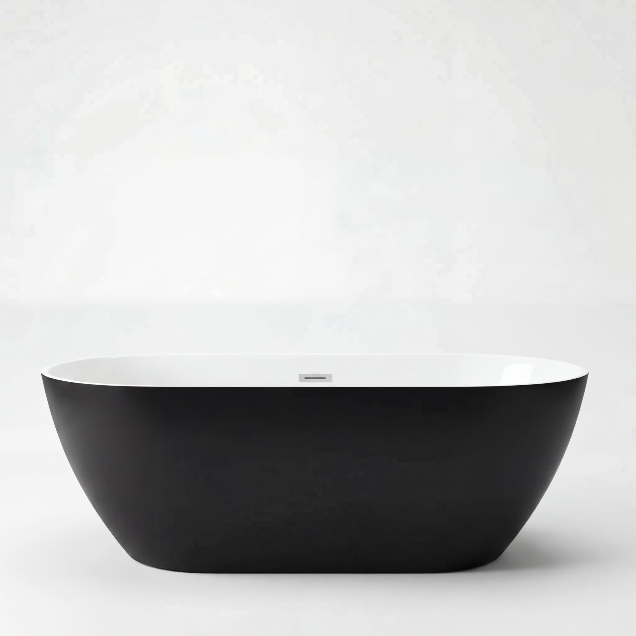 67 Inch Acrylic Freestanding Bathtub, Acrylic Soaking Bathtub with Matte Drain and Overflow, Modern Square Tub, CUPC Certified, Deep Ergonomic Design, Double-Walled Insulation, Easy Installation