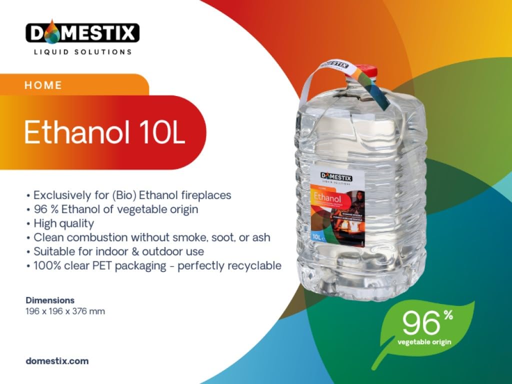 DOMESTIX Zibro Bio Ethanol Etanolo Combustibile Liquido per Stufe 10 LT Bioethanolo Bioetanolo