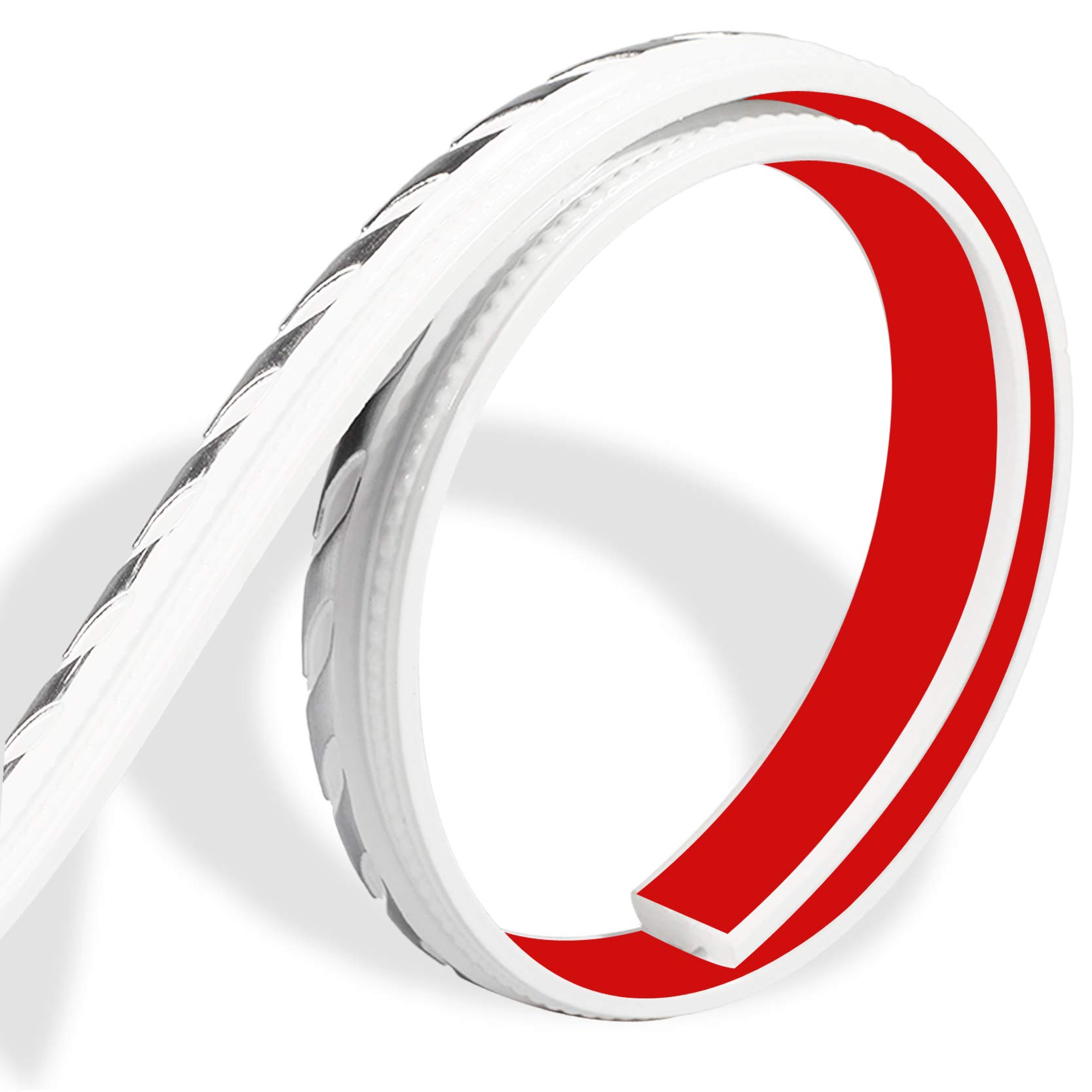 Huaesem Flexible Molding Trim Self Adhesive, 22/32 Inch x 16 Feet, 3D Decorative Molding Ceiling Molding, Wall Trim for Furniture/Door/Wardrobe/Home Decor no Paint, White& Silver