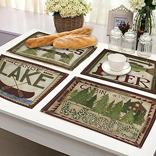 Vintage Sea Placemats Ocean Style Nautical Beach Lake/Forest/Fish Table Mats Waterproof Heat Resistant Washable Non-Slip Place Mats For Dinner Room Kitchen Decor Table 12”×16” #TOP4