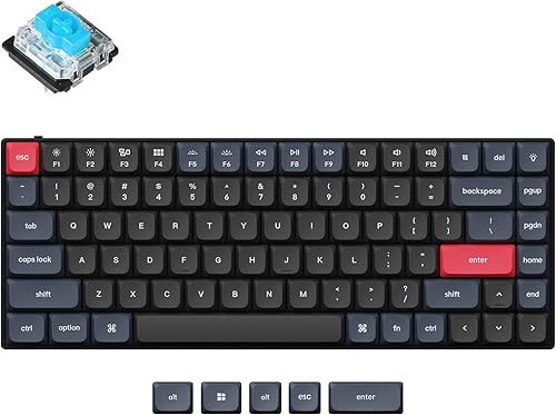 Keychron S1 - Teclado mecánico con cable ultra delgado y 75% QMKVIA, 84 teclas RGB LED retroiluminadas de doble disparo para Mac Windows,