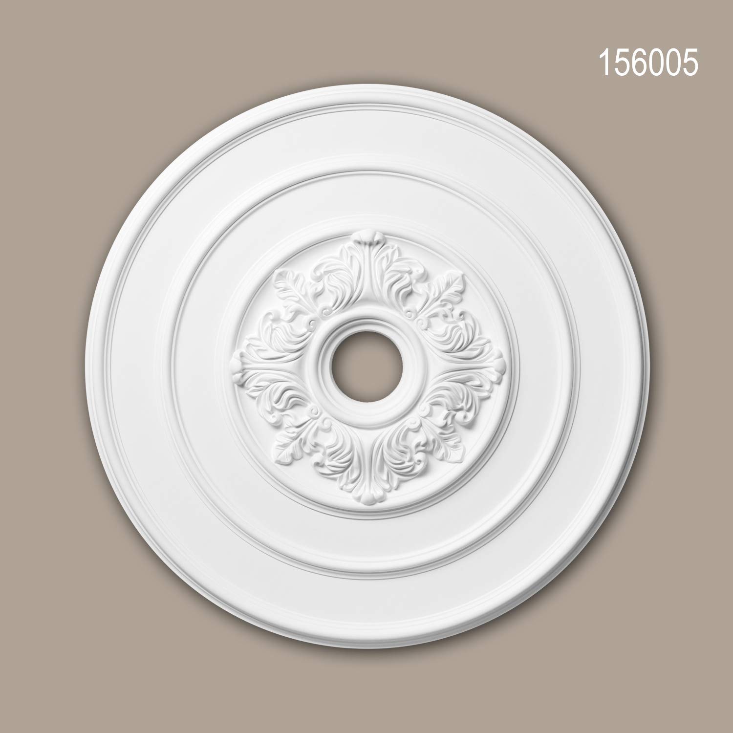 Profhome Rosone soffitto parete 156005 Ø 65,6 cm x 4,8 cm Poliuretano espanso rigido primerizzato