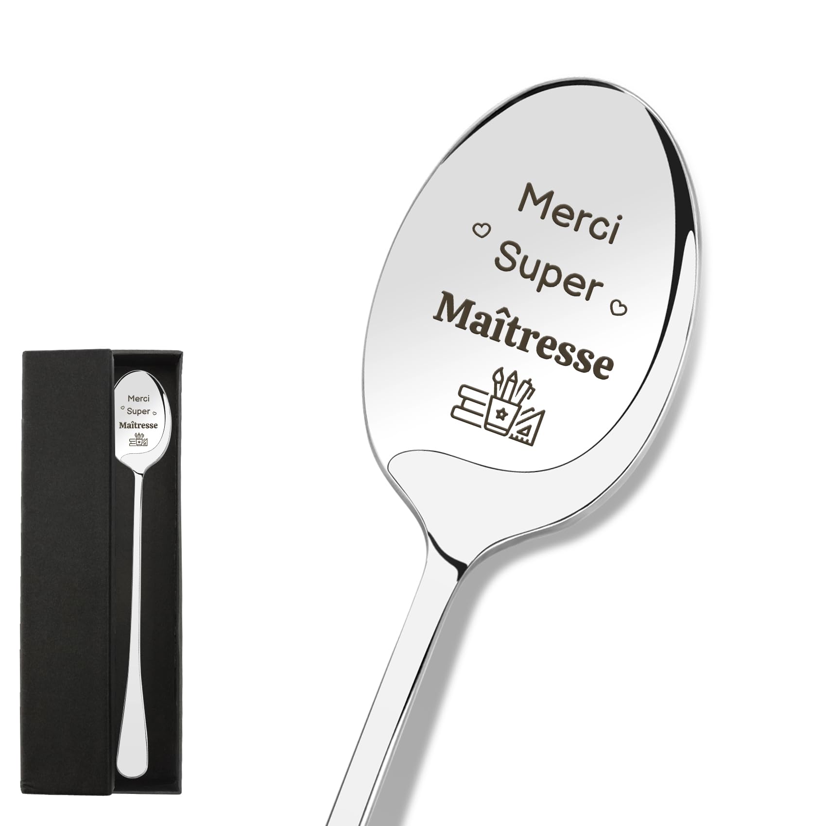 Cuillère Gravée "Merci Ma Super ATSEM !" - Cadeau Original Et Touchant Pour ATSEM, Maîtresse Ou AESH Fin D'Année, Noël Ou Anniversaire