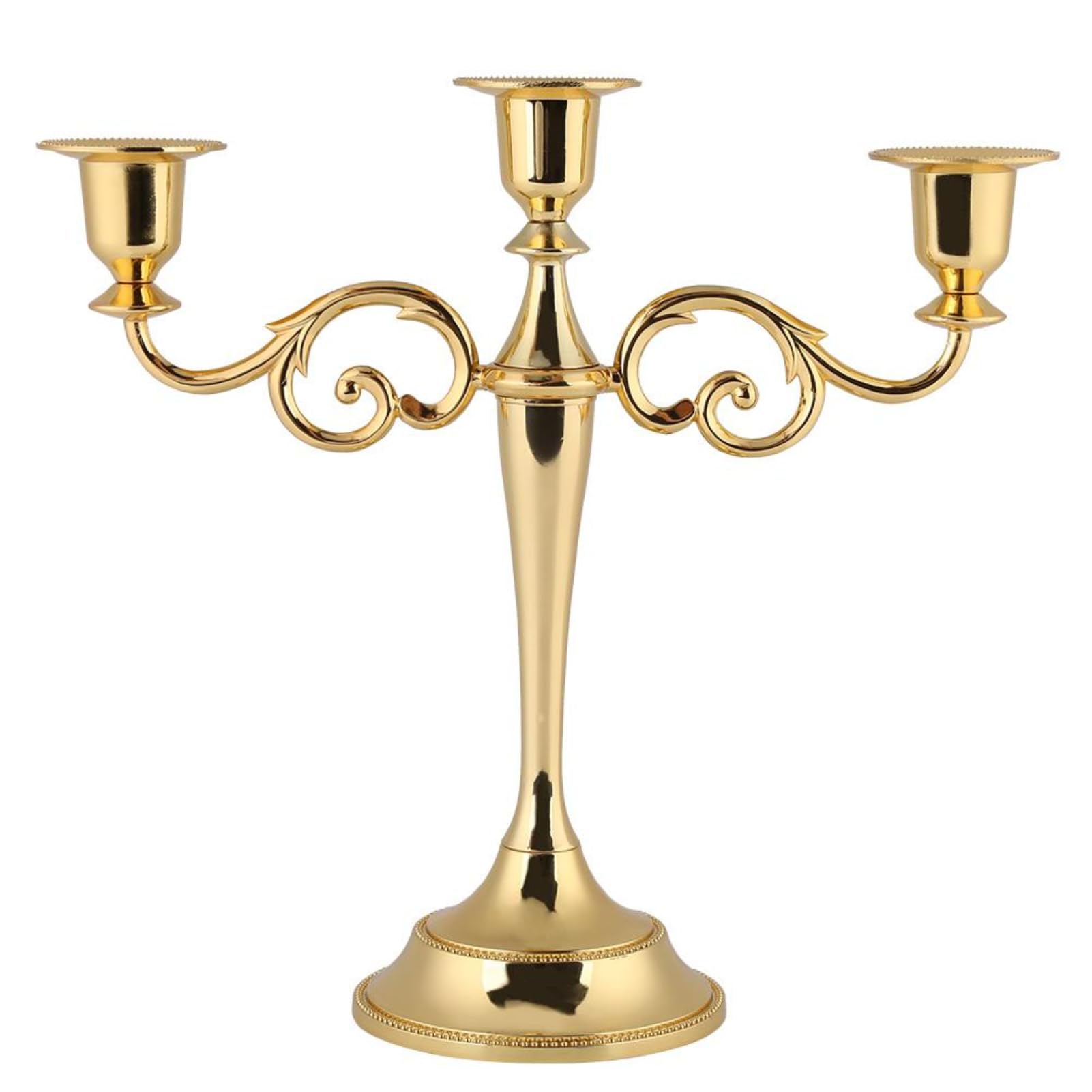 VOBOR 3 Arms Candle Holder, Metal Candle Stick Stand Holder Made of Metal European Style, European Style Candelabra for Dinner Wedding Home Decor (Gold)