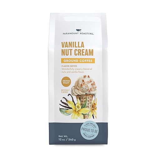 Paramount Roasters, Café molido con sabor a crema de nuez de vainilla, paquete de tostado medio de 1-12 onzas de Paramount Coffee Company