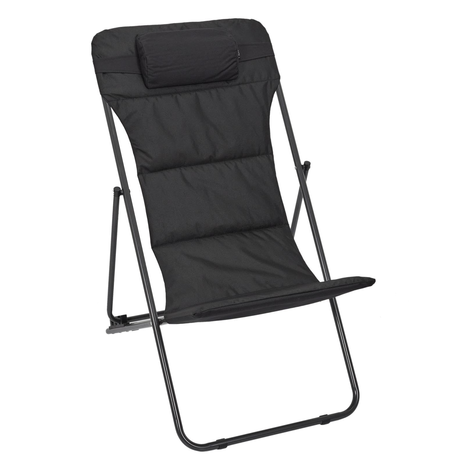 Transat pliant haut de gamme Corfou noir au design contemporain épuré