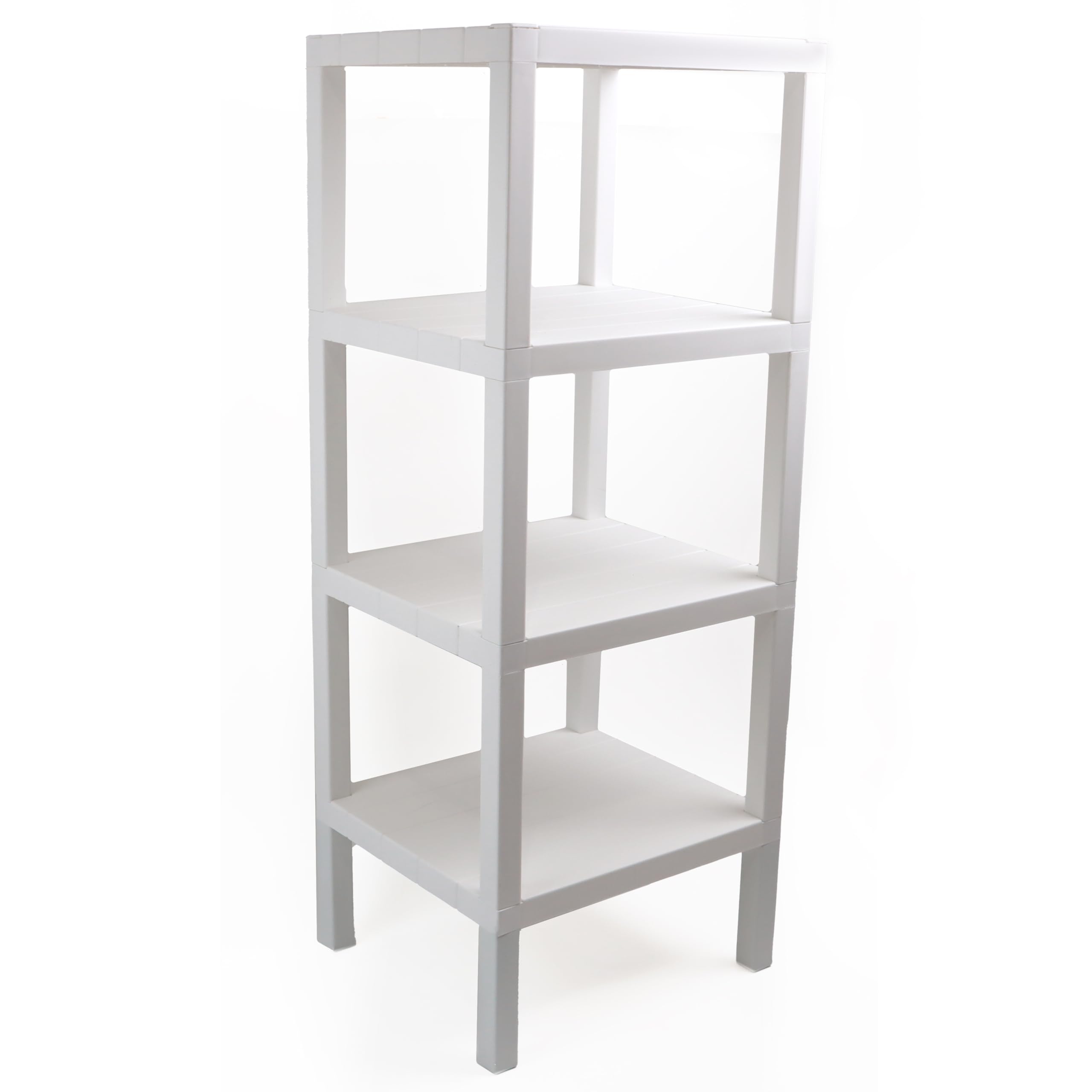 DIVCHI Mesa auxiliar de 4 niveles, mesita de noche, mesita de noche, mesita de noche, oficina, sala de estar, dormitorio, mesa de sofá pequeña y estrecha (blanco)