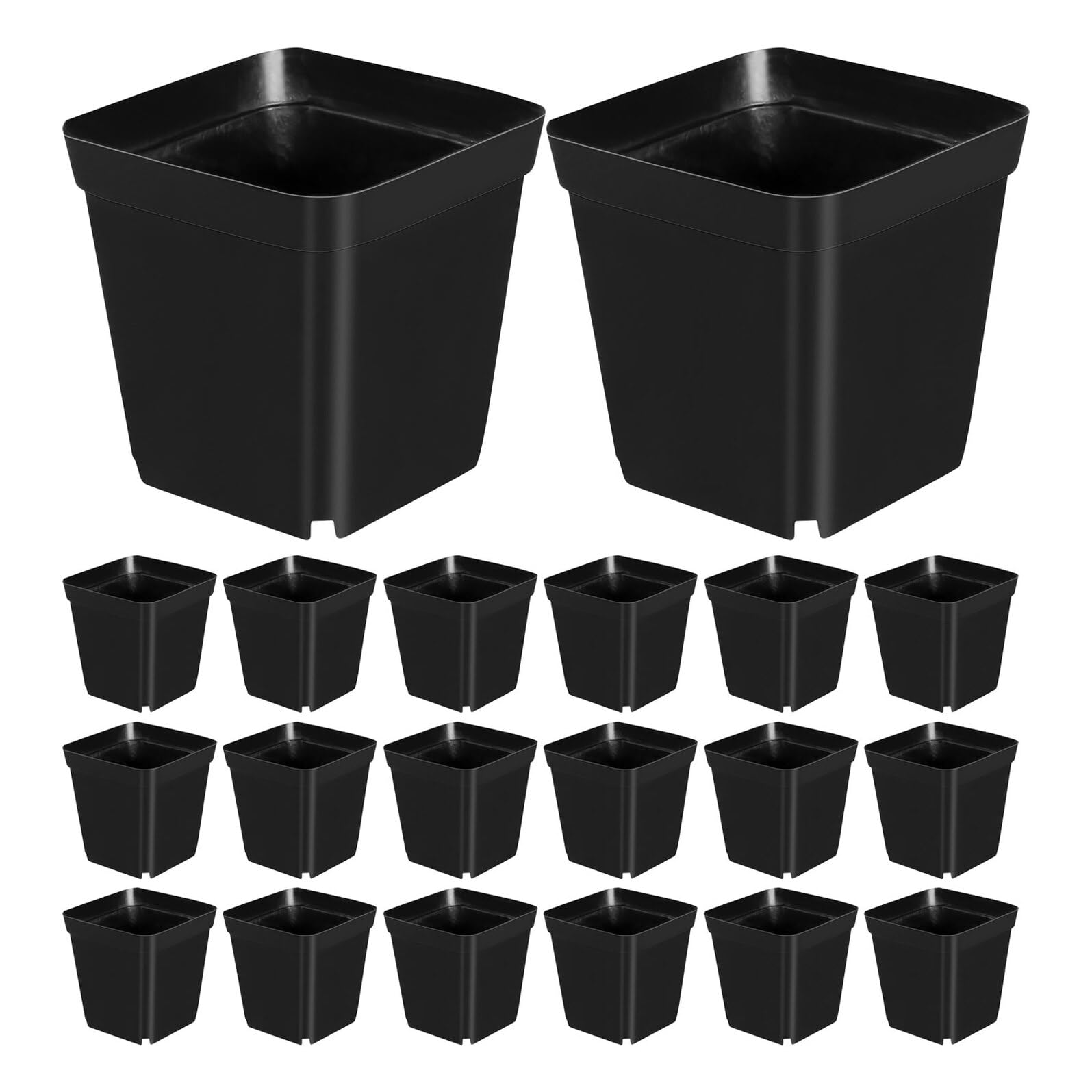 Abaodam Pflanztöpfe Starterbehälter 100 6cm Schwarze Kunststoff Quadratische Wiederverwendbare mit Abflusslöchern für Blumen und Gemüse im Innenbereich oder Balkonen