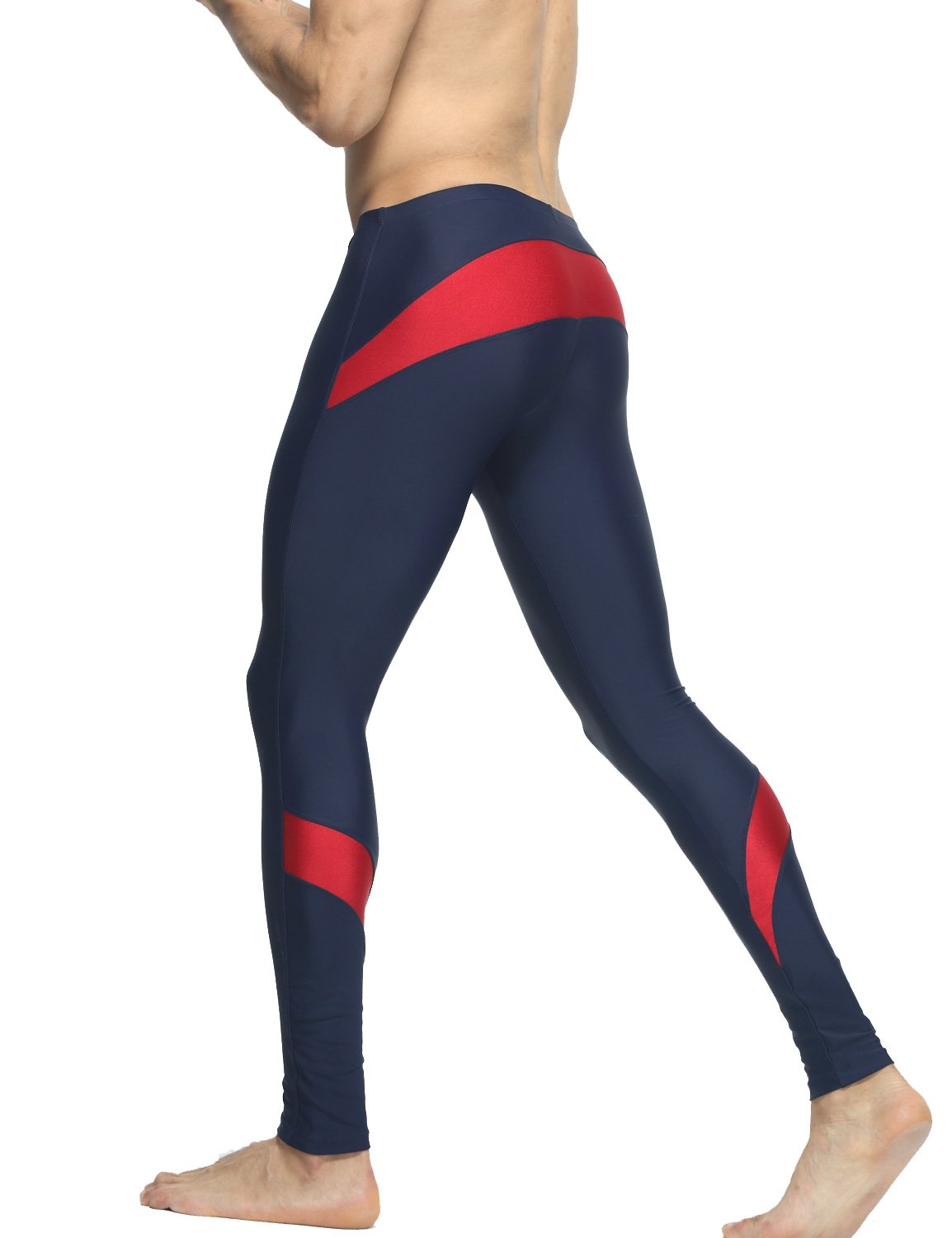 TAUWELL Mens Sports Compression Tights Leggings (XL(34-36"), 6143 Navy/Red)