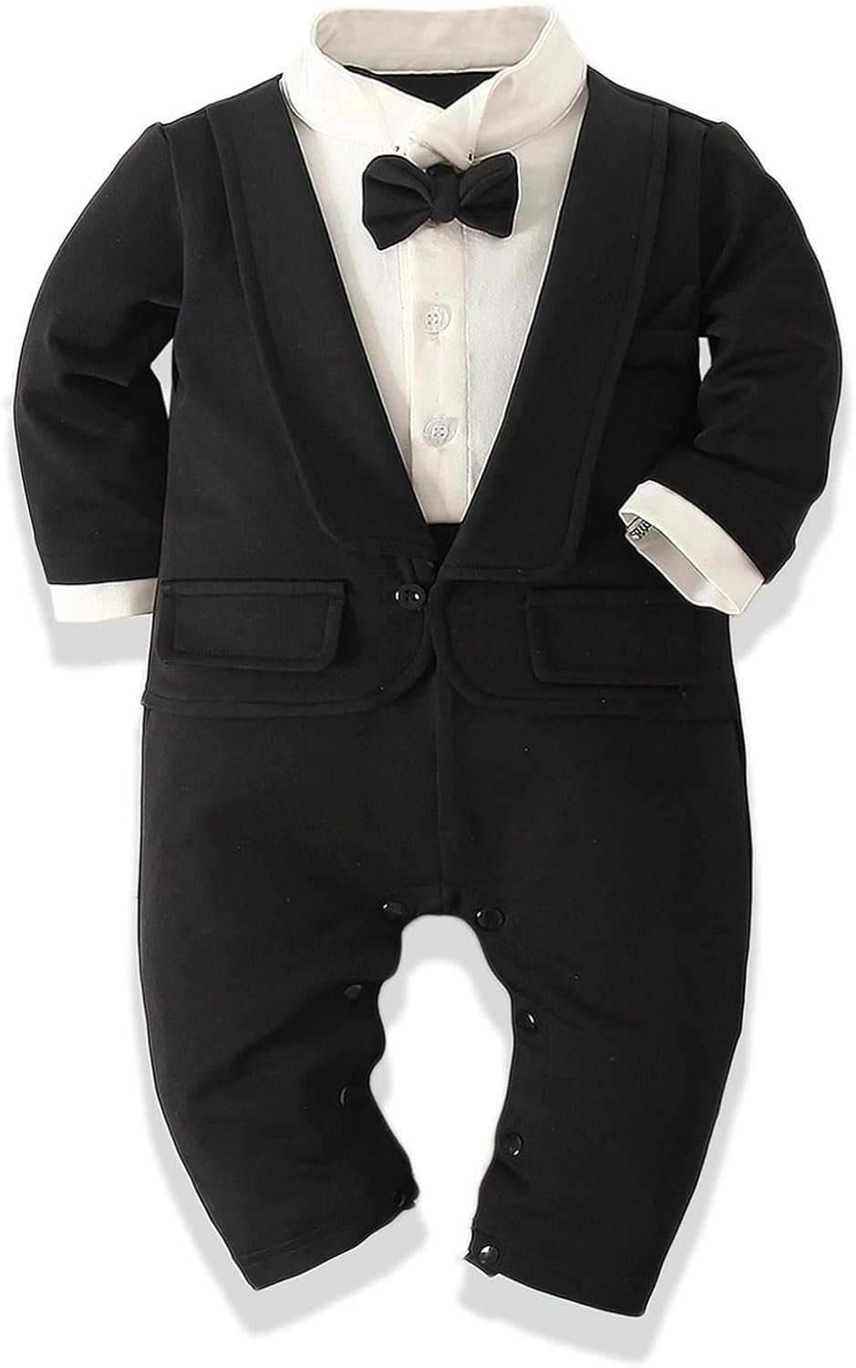 Baby Boy Suit Formal Gentleman Wedding Romper Jumpsuit Set Outfit Tuxedo