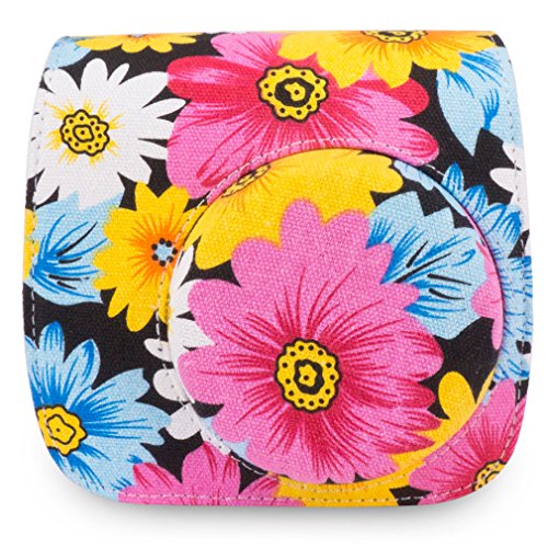 Wolven Protective Case Bag Purse Compatible With Mini 9 Mini 8 Mini 8+ Camera, (Colorful Yellow Flower Floral) #TOP1