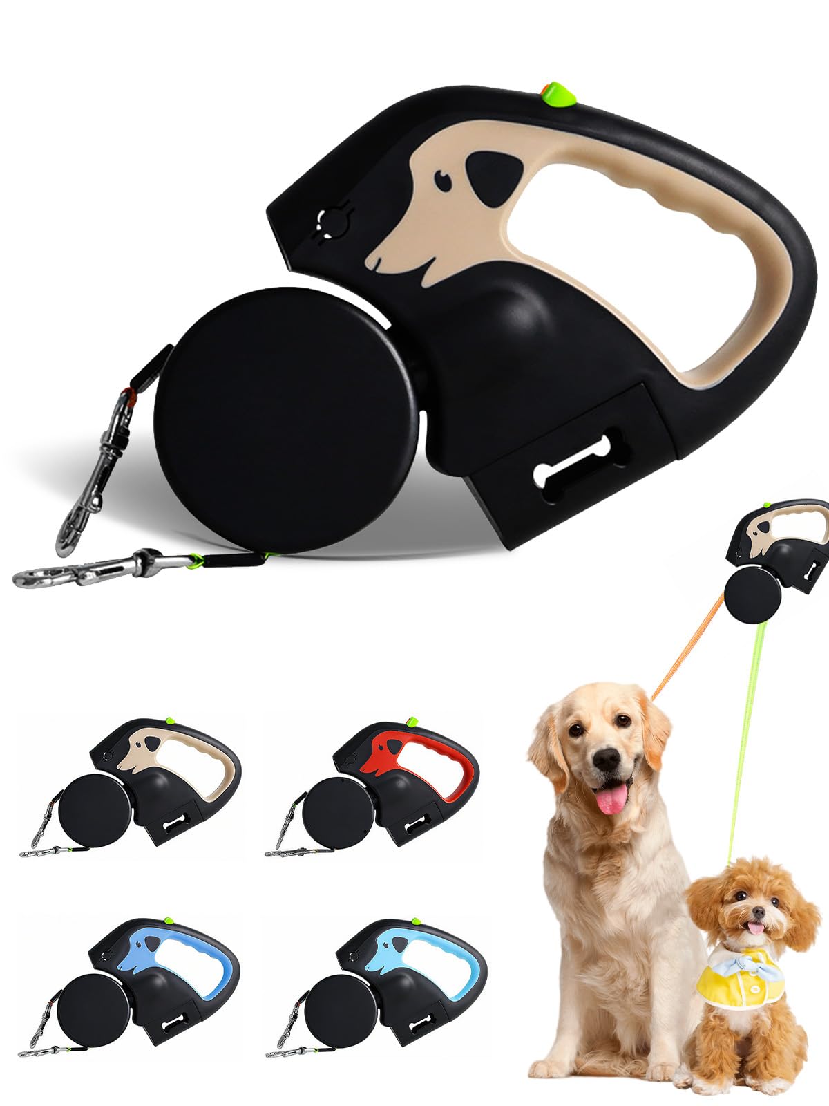 Amazon | [GIIPET]犬 リード 2頭引き 3m伸びる LED ライト付き 反射 多