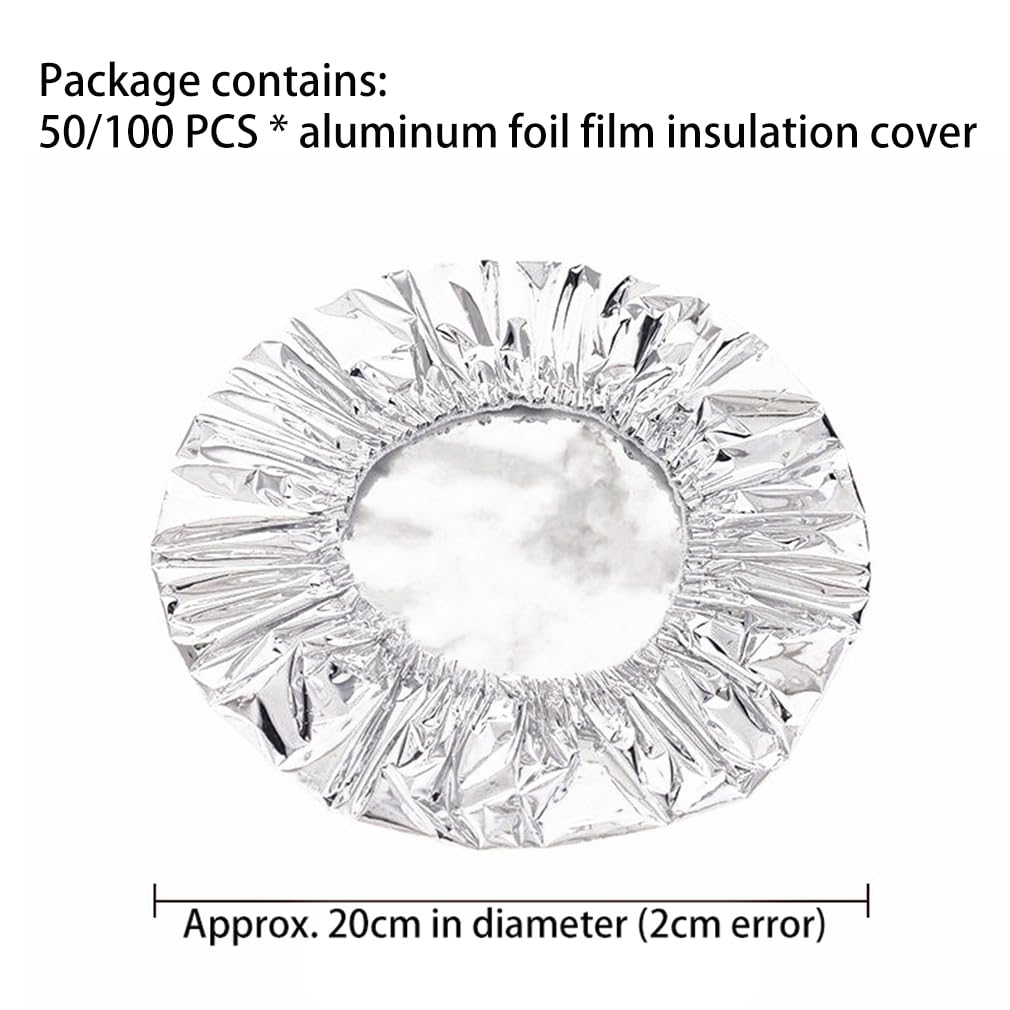 Aluminum Foil Film Insulation Cover, Thermal Cover for Kitchen, Reusable Elastic Bowl Covers, Keeping Insulation & Fresh, Suitable for 10-28cm Plates (50PCS)