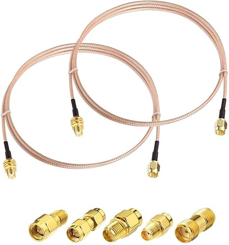 Miniatura 7 de SUPERBAT SMA macho a SMA hembra RF cable coaxial coaxial de 20 pulgadas + 5 piezas kit adaptador coaxial RF, cable SMA + kit adaptador SMA a