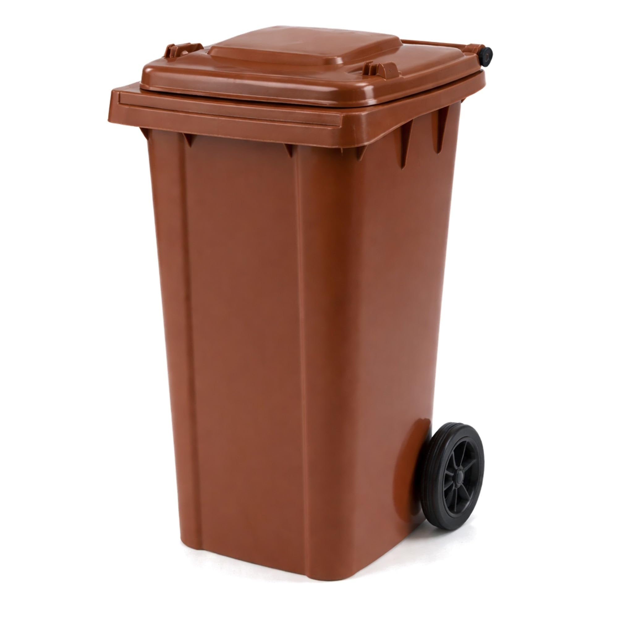 Oypla 240L Brown Wheelie Bin for Household Outdoor Garden Waste with Rubber Wheels