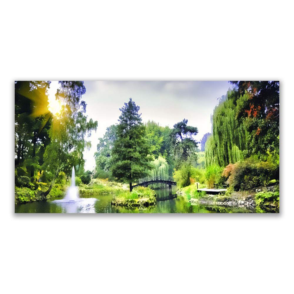 Tableau Déco Nature Forêt et Cascade pour Créer un Salon Zen Moderne Tulup