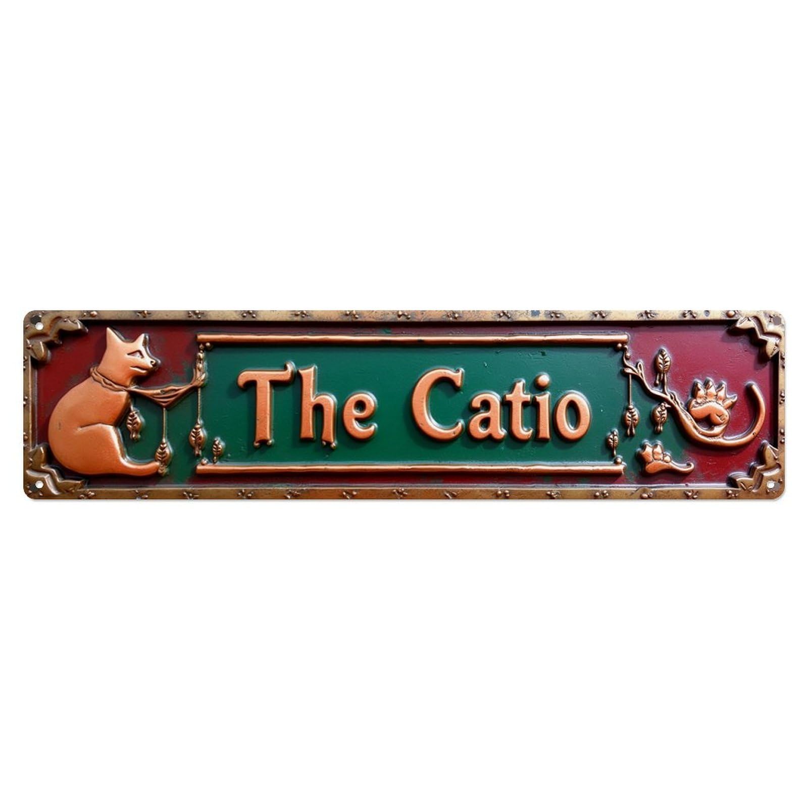 Cat Sign With Decorative Elements Metal Tin Sign Plaque