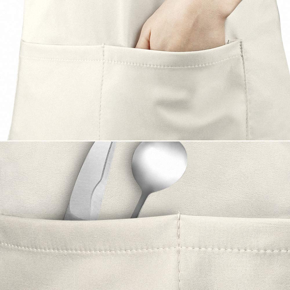 Lot De 4 Tabliers De Cuisine Imperméables EUPSIIU 60x70cm - Réglables, 2 Poches - Pour Cuisine, BBQ, Jardinage