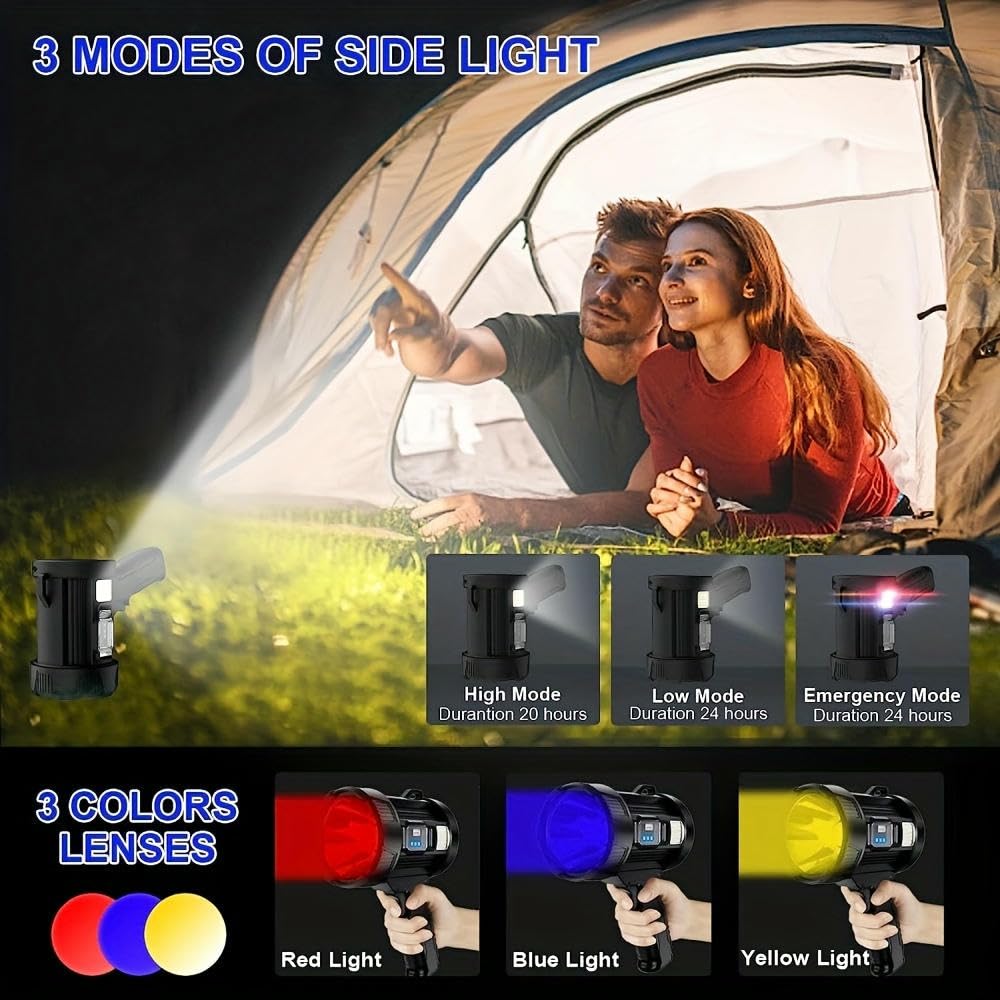 Akumulatorowa latarka punktowa Ultra jasna latarka punktowa ze stojakiem LED Reflektor zewnętrzny ręczny, w zestawie kabel USB