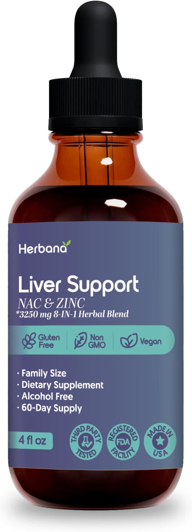 Liver Support & NAC, Zinc - 4 fl oz Liquid Drops with Milk Thistle, Dandelion Root, Chicory, Turmeric, Beet Root, Chanca Piedra