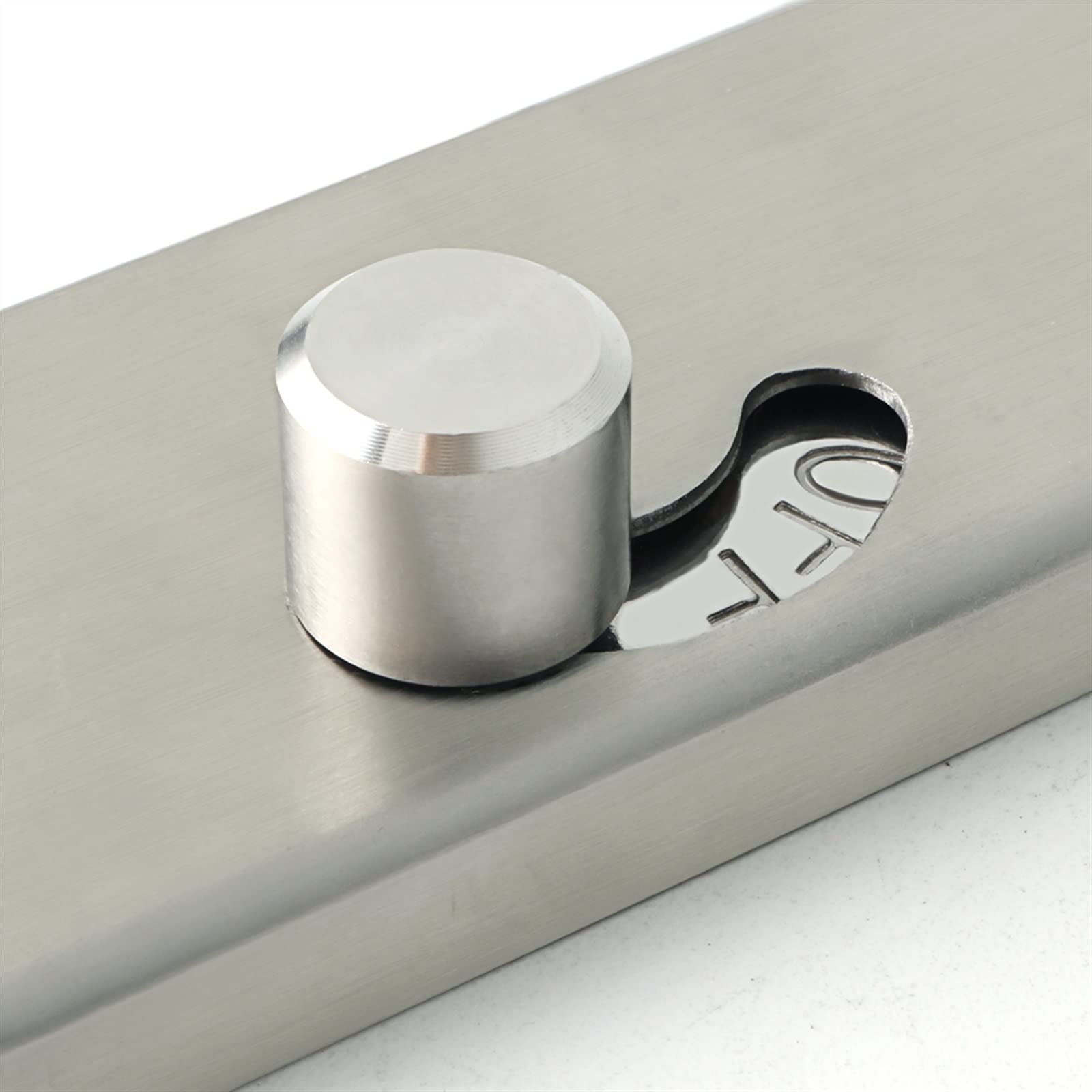 Cerradura de privacidad con hebilla de ángulo recto for puerta móvil de 90 grados, cerradura de puerta con botón deslizante de acero inoxidable 304 y cerradura de perno, 1 Uds.