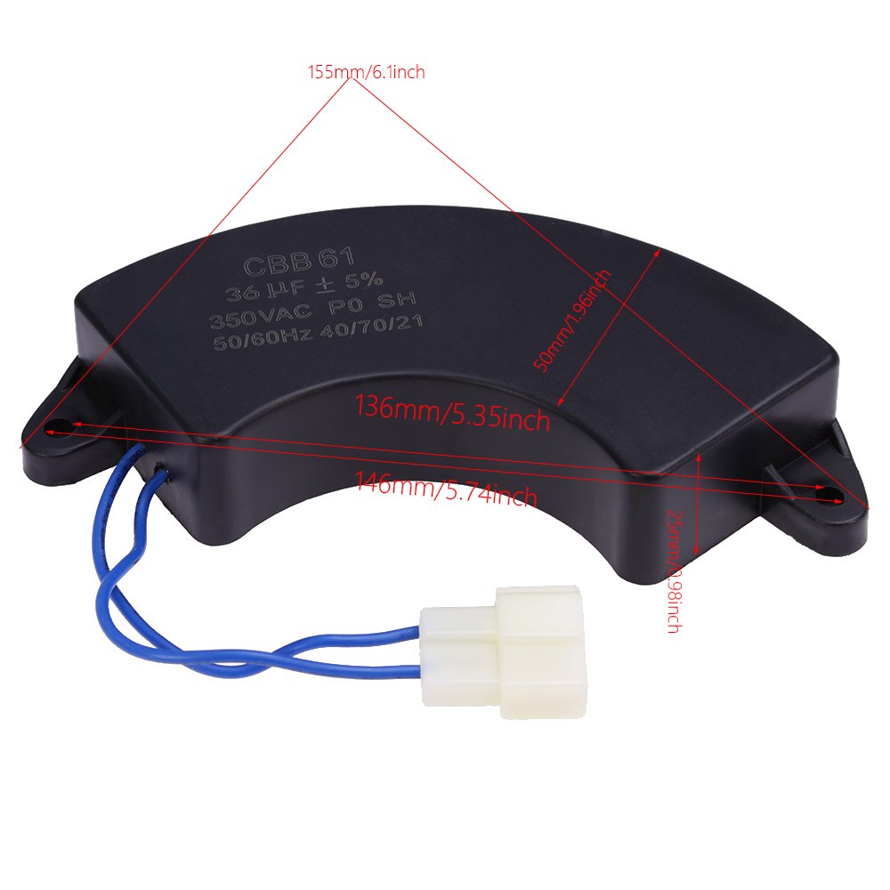Anxingo Condensatore generatore 36uF Generatore 36uF CBB61 36 uF 50 60Hz 450V AC Half Moon UL