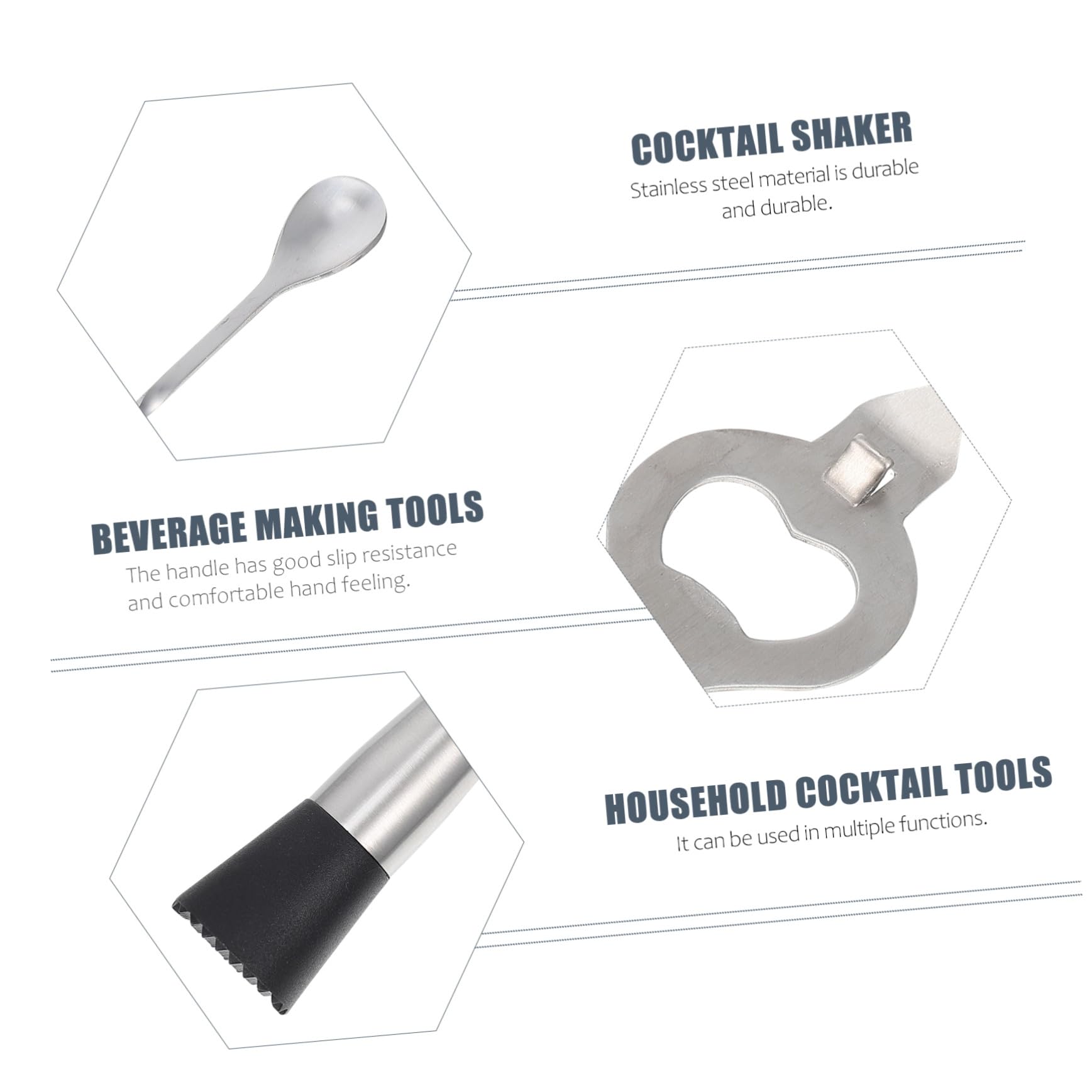 Ciieeo Kit Shaker Cocktail Acier Inoxydable Outil de Bar Polyvalent pour Maison Kit Complet pour Préparation de Cocktails