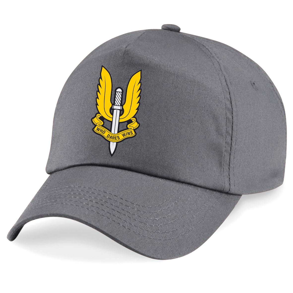 PSave SAS Special Air Service Who Dares Wins Special Forces Insignia Baseball Cap British Army Military Embroidery (Grey)