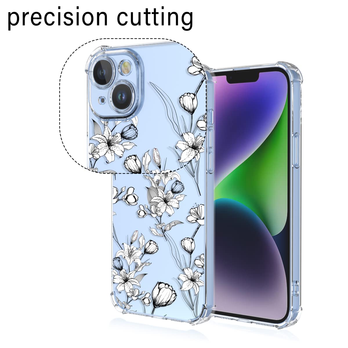 Funda Para IPhone 11 (6.1") - TPU Transparente Con Estampado De Flores, Protección Anticaídas