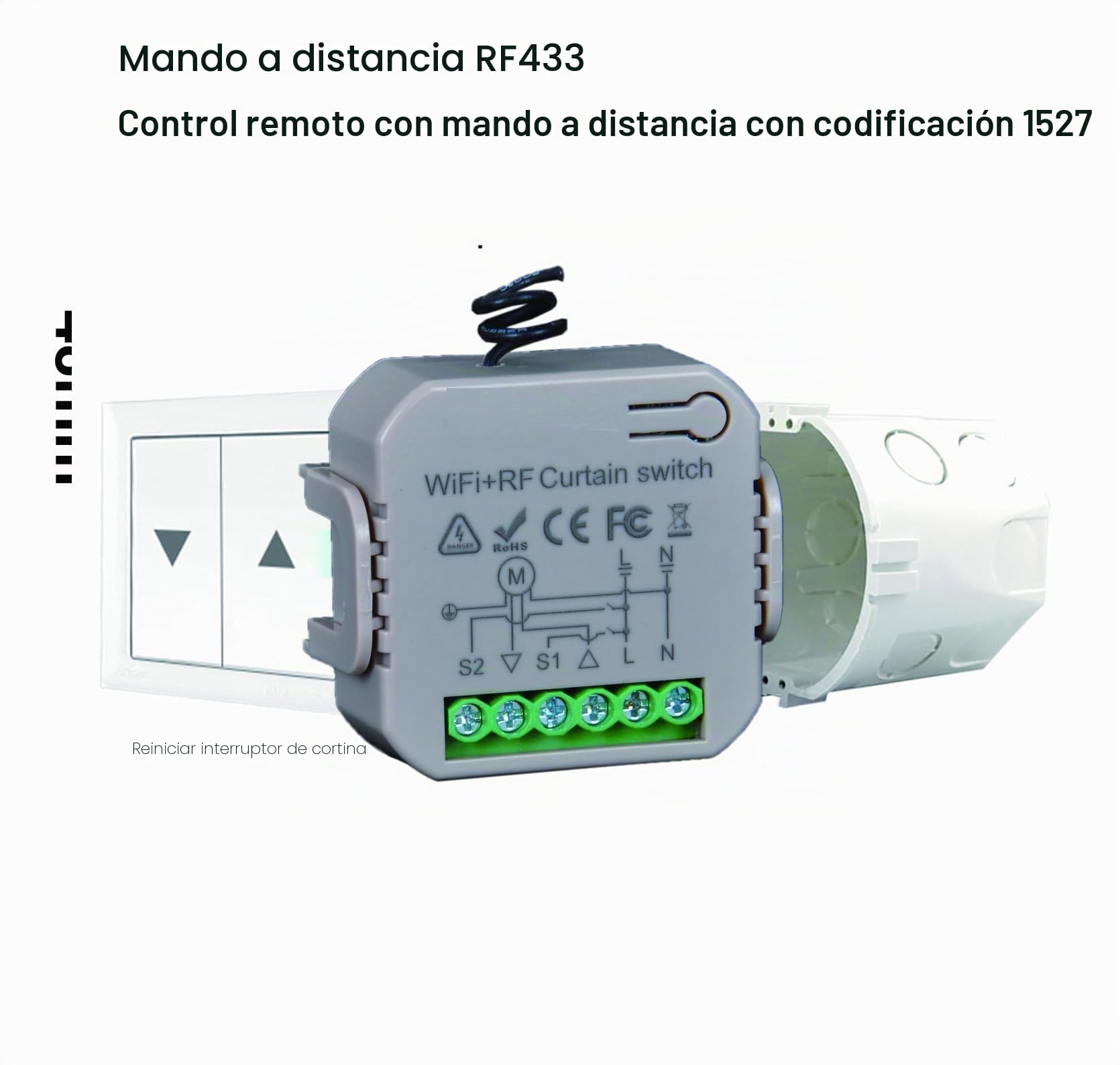 Yueyang Interruptor WiFi para Persianas Eléctricas con Mando a Distancia RF433mhz, Temporizador Switch para Cortinas, Compatible con Alexa