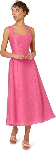 Adrianna Papell Textured Jacq Midi Dress, Geranium, 12