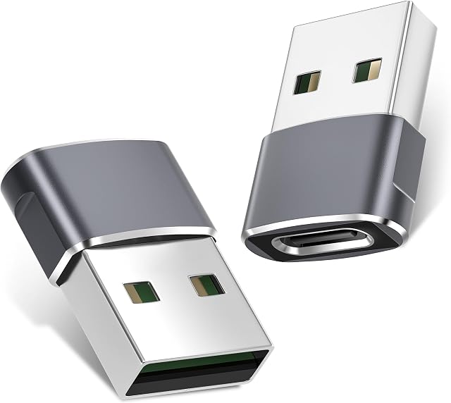 Basesailor USB to USB C Adapter for iPhone 17 Pro Max,17e 16 15 Charger | Type C Female to USBA Male Converter 2Pack for Apple Watch iWatch S11 10,AirPods Pro 4,iPad mini 7 Air,Samsung Galaxy S26 S25
