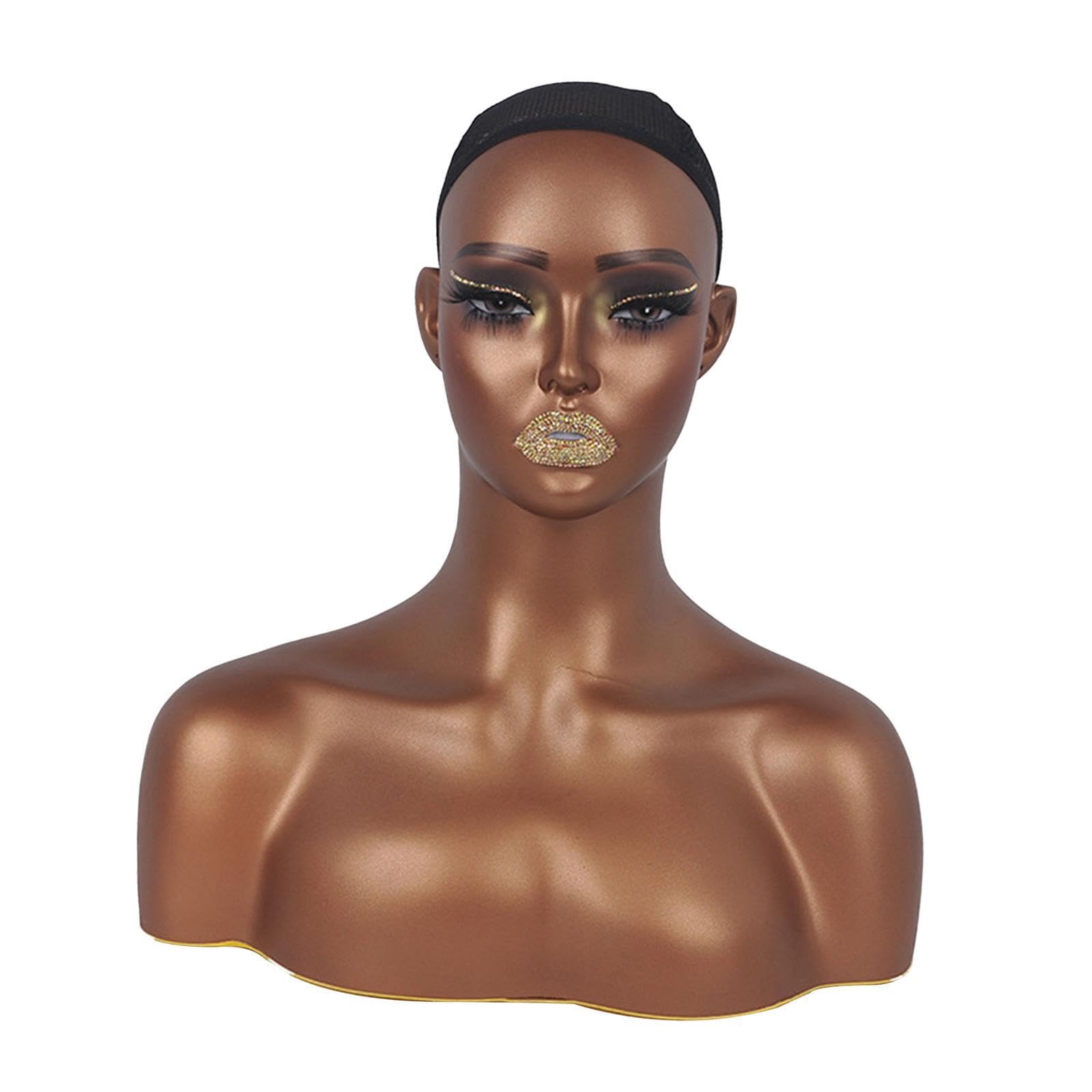 Qlecxzi Women's Fashion-Forward Mannequin Head With Shoulder For Wigs And Accessory Display At Home Or Salon Wig Head Mannequin Wig Display Model With Makeup Hats