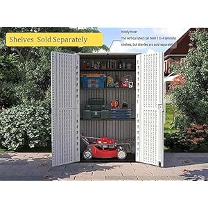 HOMSPARK Storage Shed Weather Resistance, Multi-Purpose Outdoor Storage Cabinet Waterproof, Outdoor Storage Cabinet for Garbage Cans, Lawnmower, Garden Accessories (White, Tall shed-53 cu ft) HOMSPARK Storage Shed Weather Resistance Multi Purpose Outdoor Storage Cabinet Waterproof Outdoor Storage Cabinet for Garbage Cans Lawnmower Garden Accessories White Tall shed 53 cu ft