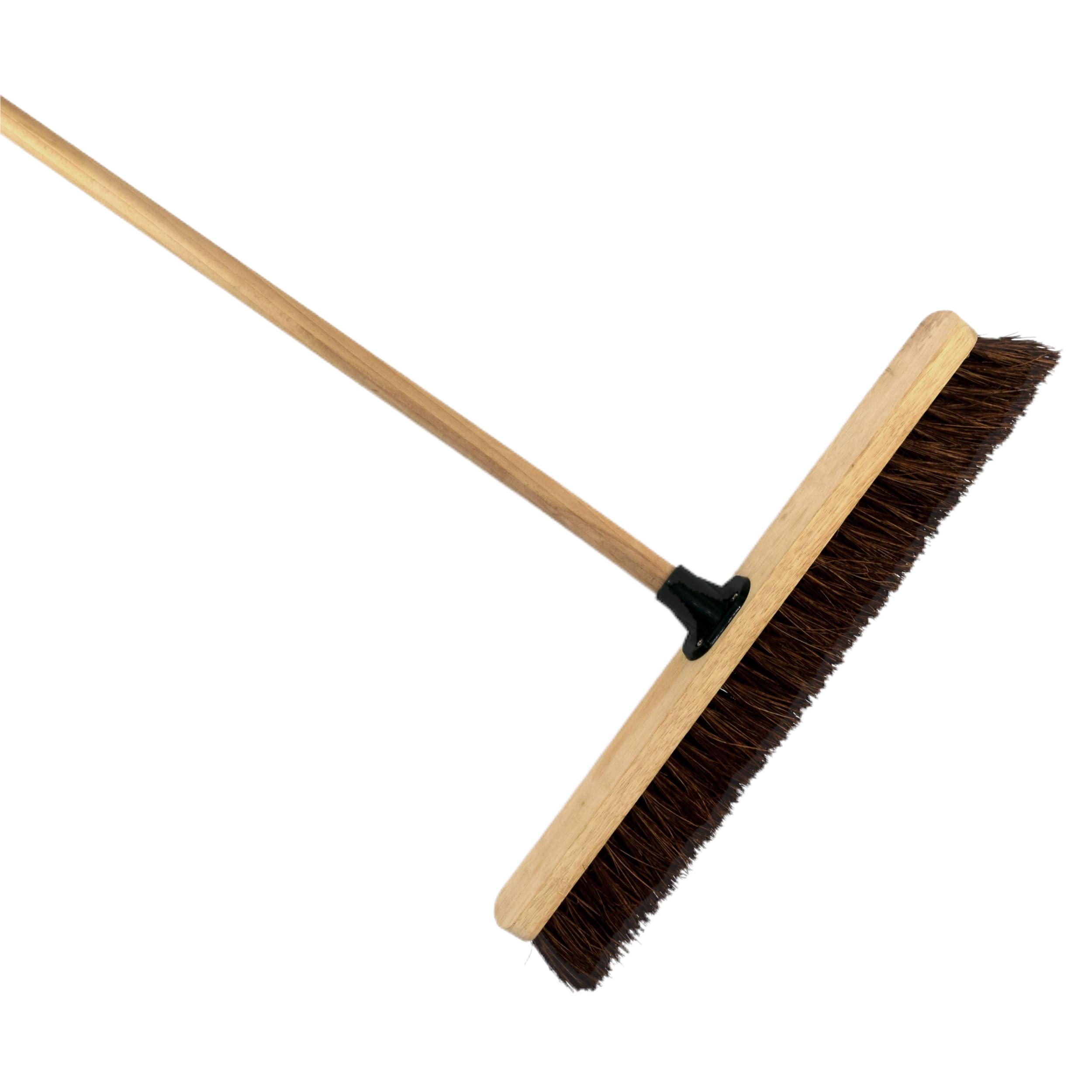 Soladirect Brown 24-Inch Bassine Broom - Wide Outdoor Sweeper With Wooden Handle - Perfect For Large Patios, Driveways, And Walkways - High-Performance Bassine Bristles