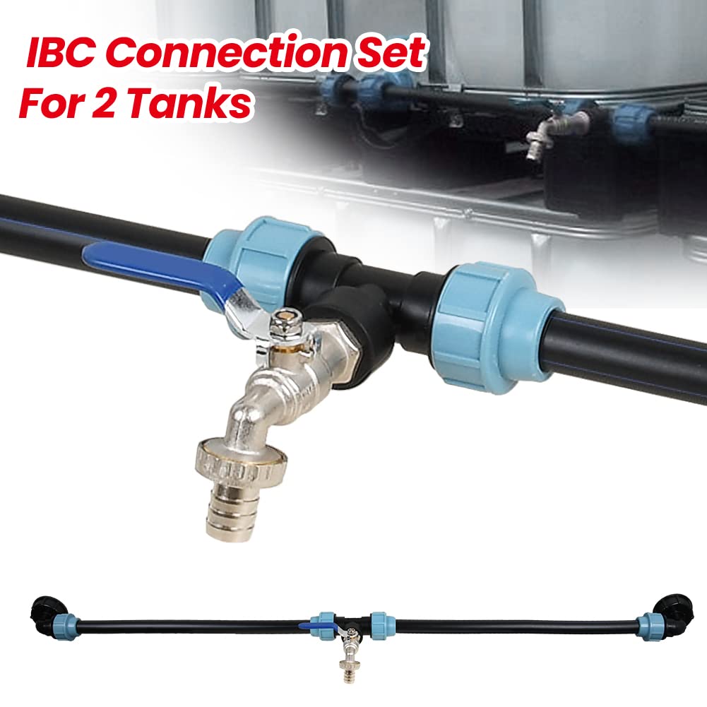 IBC Container Regen Wasser Tank Verbinder Kupplung Set10 - Ausführung für 3 IBC Tanks S60x6 Kugelhahn5 Pos.1