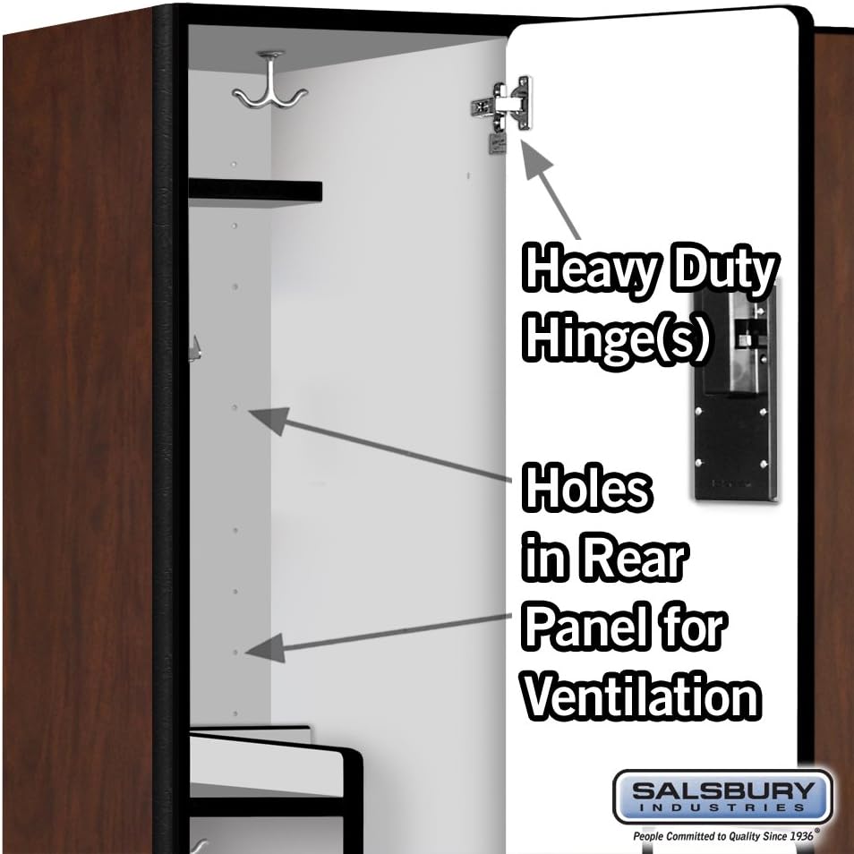 Extra Wide Mahogany Wood Gym Locker with Shelves - 76"H x 45"W