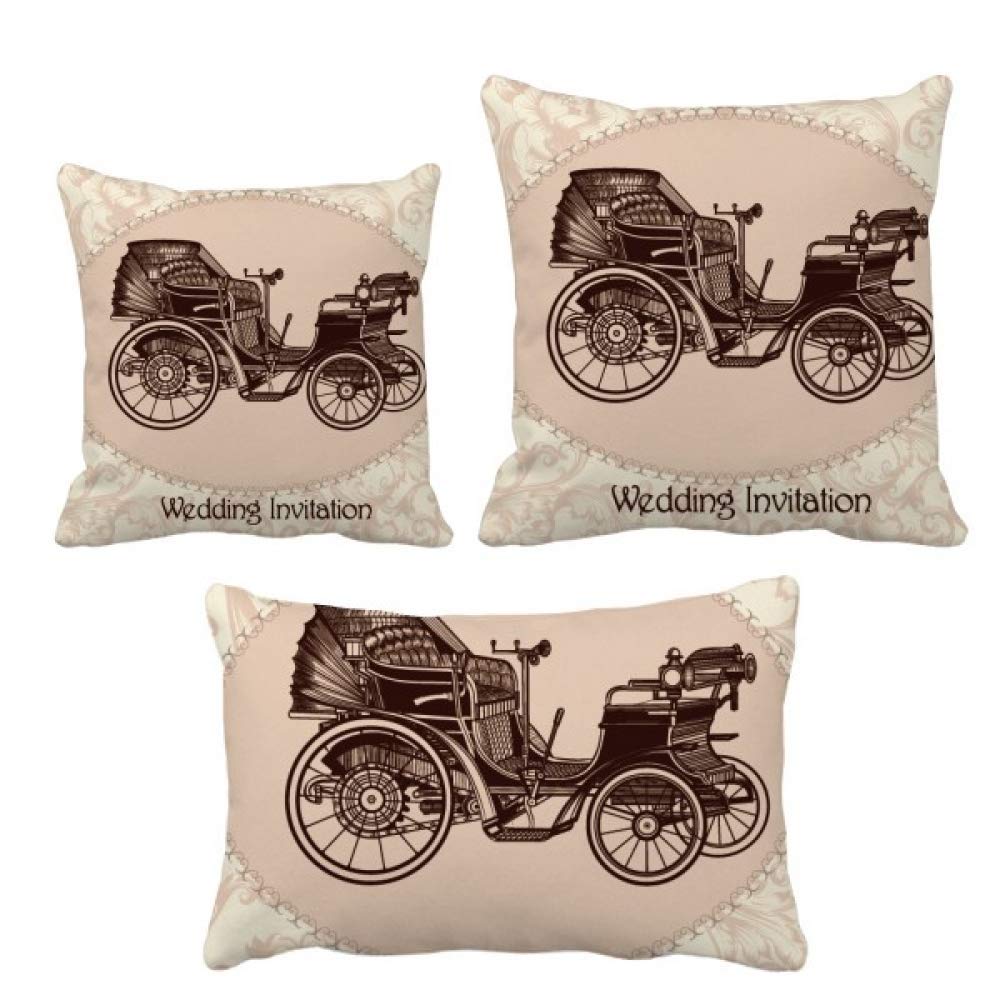 Housse de coussin voitures classiques et fleurs décorative pour canapé