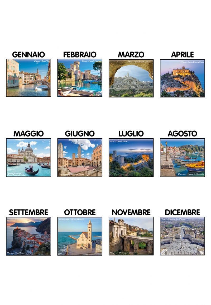 100 Calendari Da Parete 2027 - Calendario trimestrale -14x47 - personalizzati con logo - Personalizzabile - Collezione citta e monumenti -100 pezzi