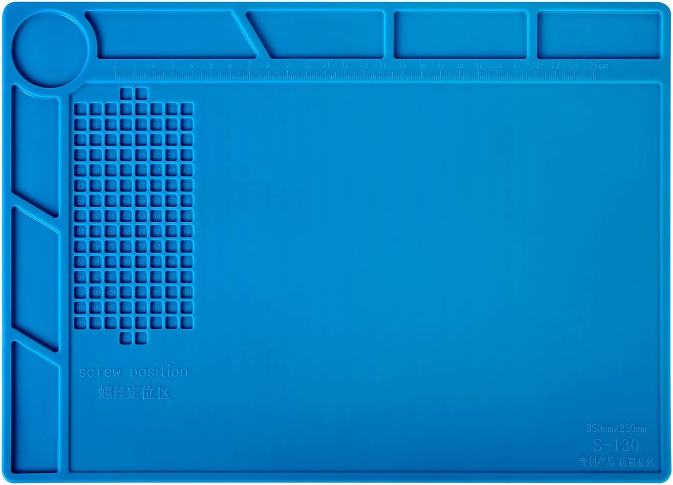 130 Insulation Silicone Soldering Mat Repair Mat, Heat Resistant Silicone Work Mats 932°F with Scale Ruler and Screw Position for Soldering, CellPhone Electronics Repair, Size: 13.8 x 9.8 inch