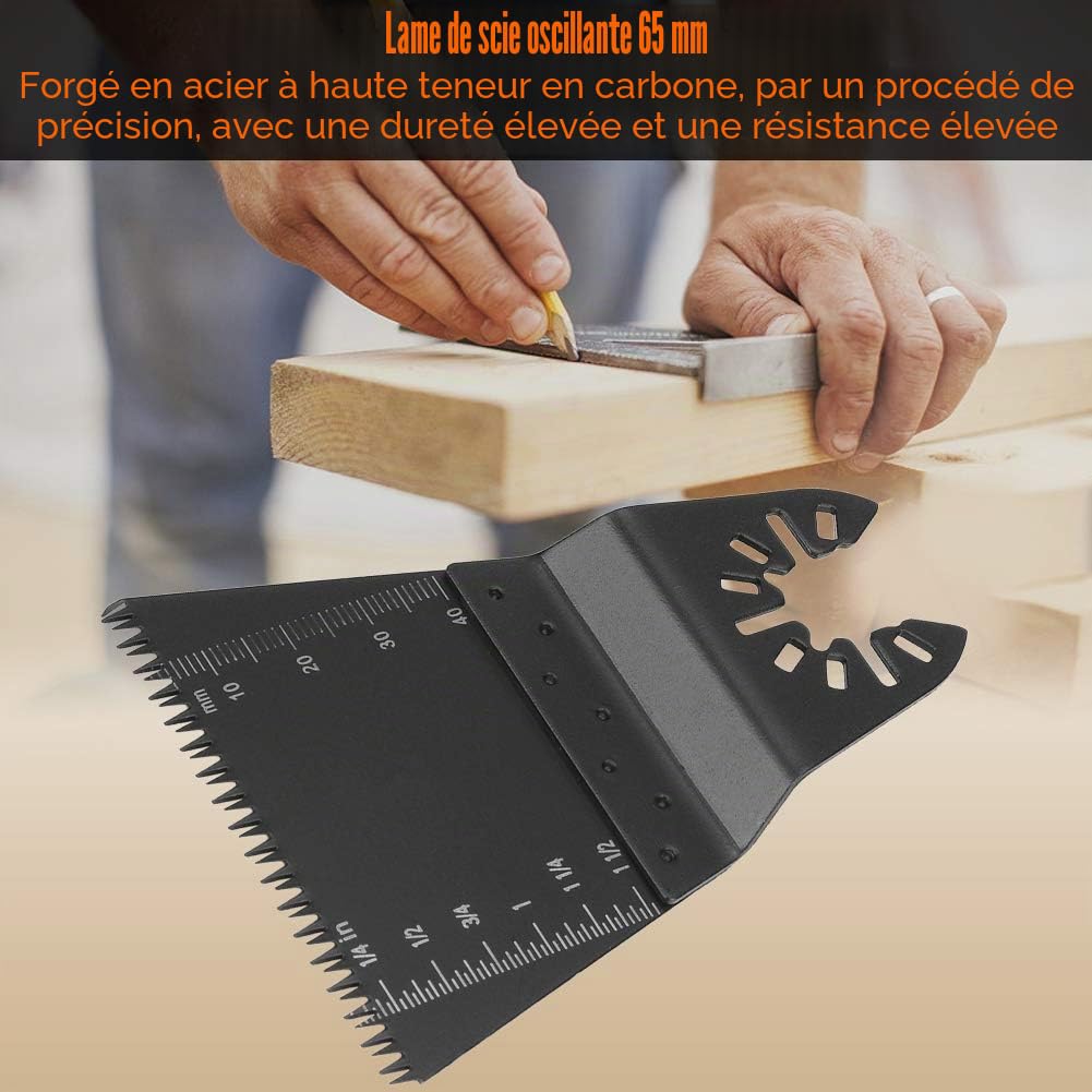 Artillery Lame de Scie Oscillante, 5pcs 65mm Outil Multifonction Accessoires Kit pour Plastique, Bois, Métal, Universelle Fein Multimaster, Dremel, Bosch, Makita, Dewalt