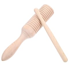 Kisangel 2Pcs Wood Guiro Percussion Instrument Set for Kids Toddlers Educational Musical Toy Promotes Rhythm Development and Parent-Child