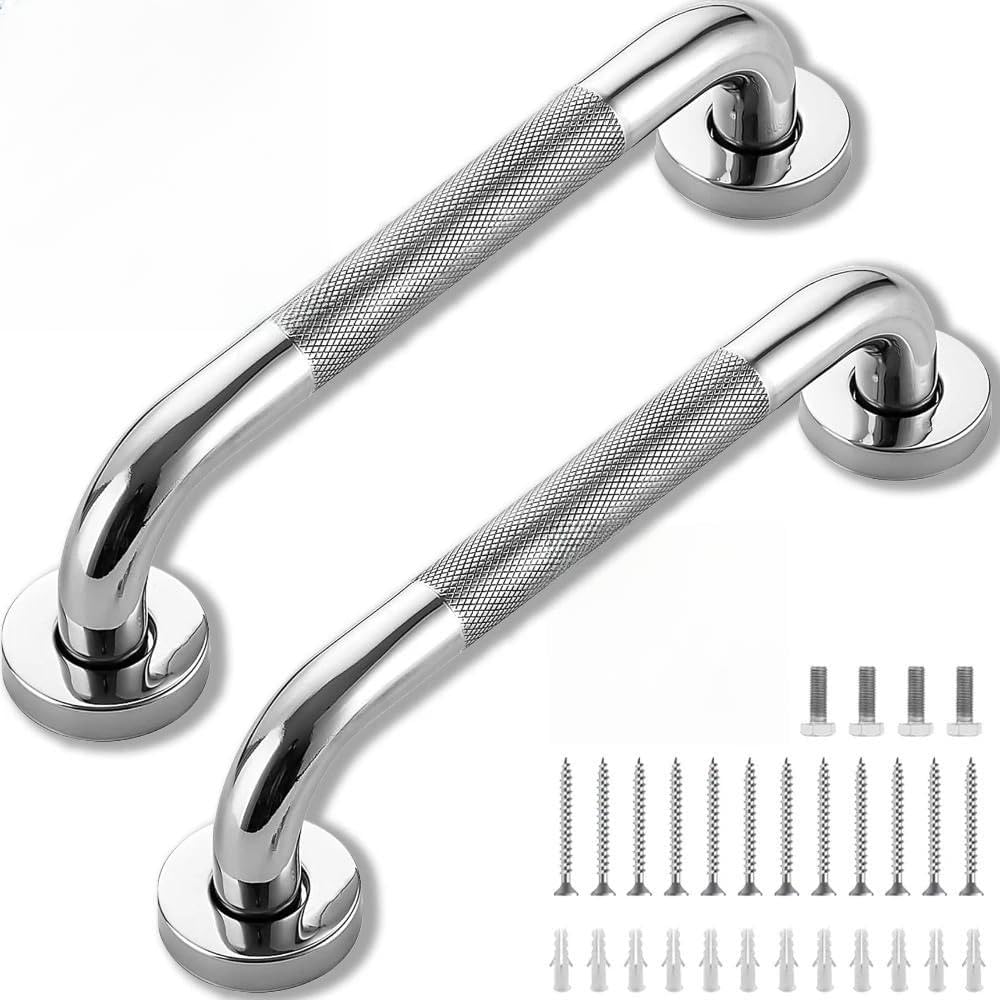 Asidero Ducha,Asidero Baño Barra de Seguridad for Ducha, Paquete de 2, Barras de Apoyo for discapacitados de Acero Inoxidable for baño (níquel Pulido, 1 Pulgada de diámetro)(30cm)