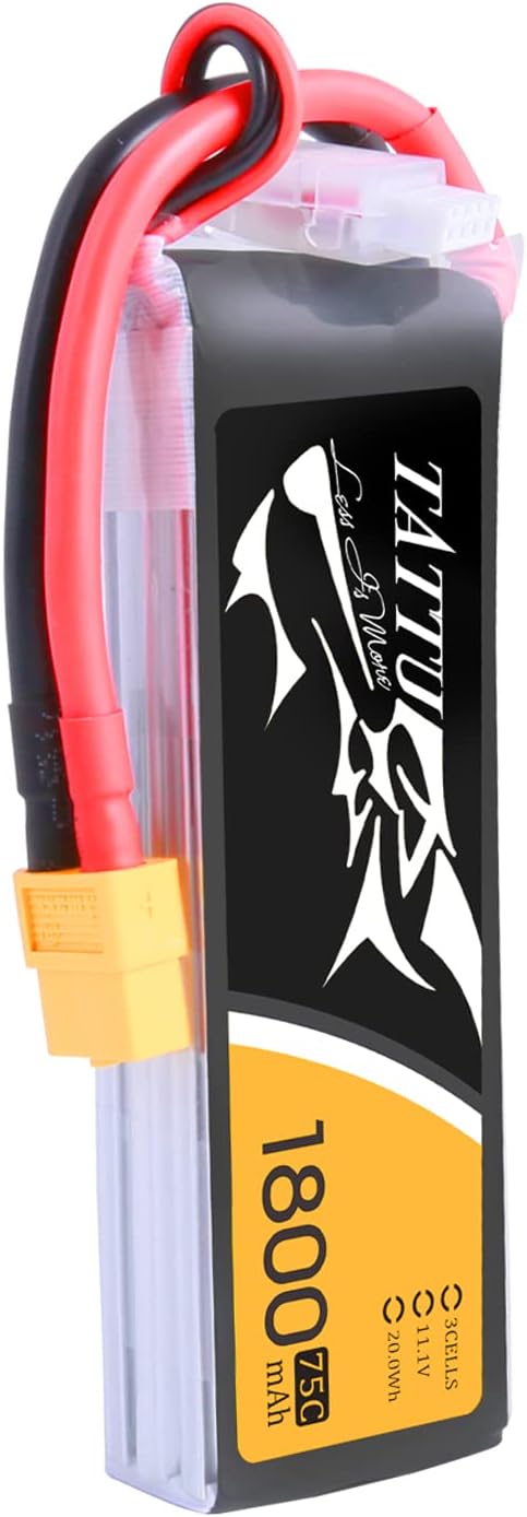 TATTU 11.1V 1800mAh 75C 3S LiPo Battery Pack with XT60 Plug for RC Helicopter Airplane Drones FPV