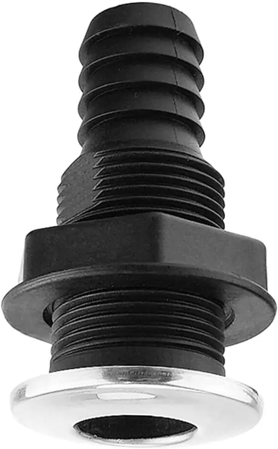Boat Black Nylon 3/4inch 5/8inch Thru-Hull Stainless Steel Covered Bilge Pump Hose Fitting(15mm)