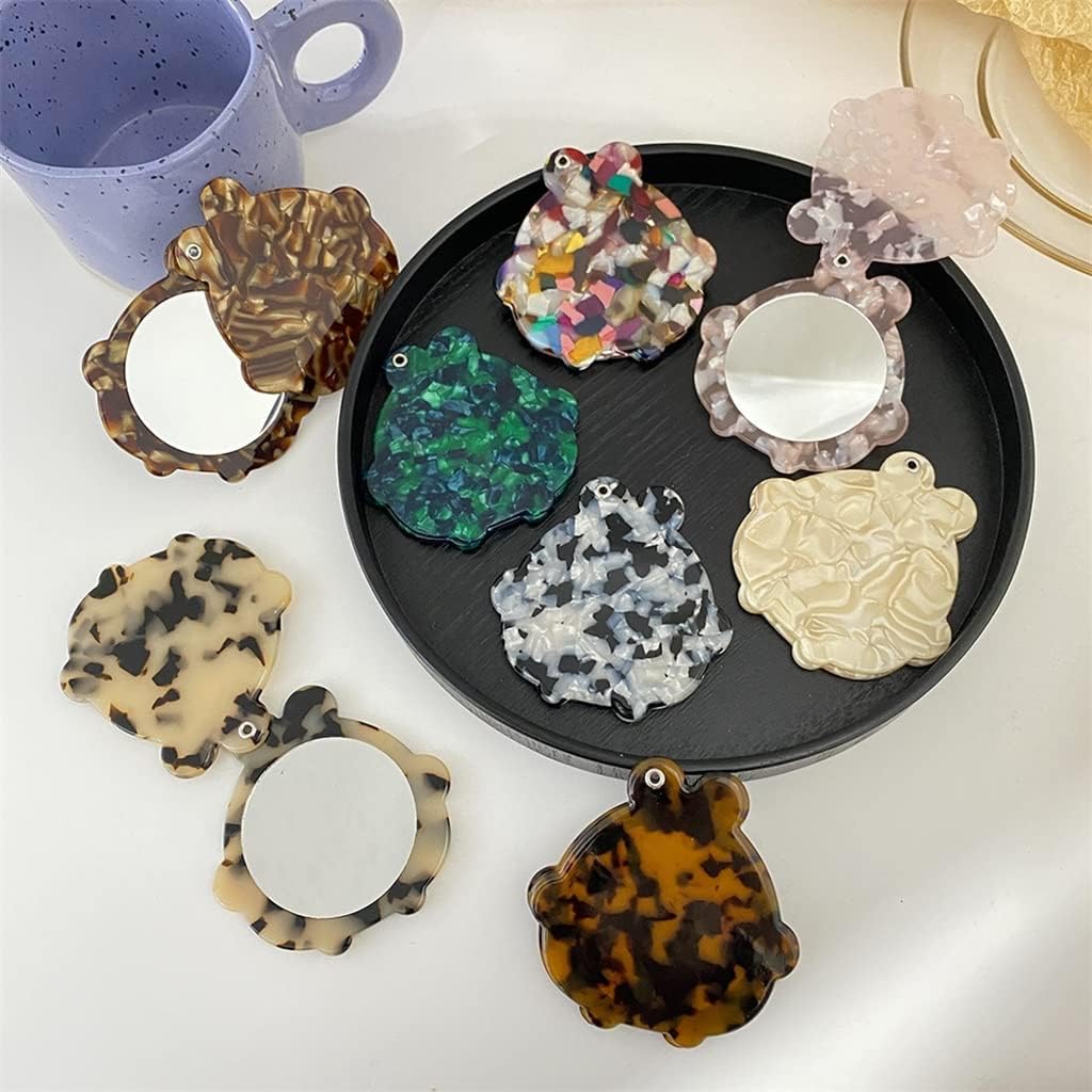 レトロ ラウンド メイクアップミラー ポータブル スモール ポケット レディース メイク スモール ミラー (カラー : D、サイズ